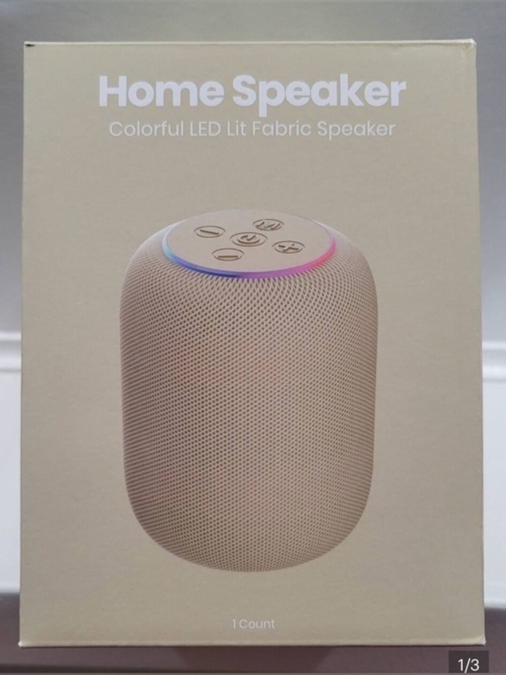 Portable Beige LED Fabric Home Speaker - Wireless Audio